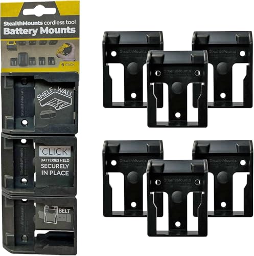 Soporte-de-batería-StealthMounts-compatible-con-baterías-DeWalt-de-20/60-V-(paquete-de-6)---Soportes-de-batería-negros-|-Fabricado-en-el-Reino-Unido