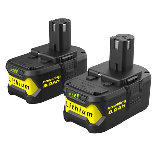 Batería-de-repuesto-Powilling-de-8,0-Ah-(2-paquetes)-para-Ryobi-de-18-V,-baterías-de-iones-de-litio-de-18-V-para-herramientas-inalámbricas-Ryobi-One-de-18-V,-modelo-P108,-P107,-P105,-P104,-P103-y-P102.