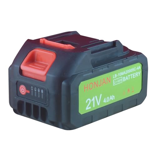 Batería-recargable-de-iones-de-litio-de-repuesto-HONJAN-de-4,0-Ah-y-21-V-con-indicador-de-nivel-para-inflador-de-neumáticos-con-pulverizador-de-pintura-inalámbrico,-compatible-con-la-mayoría-de-las-herramientas-eléctricas-inalámbricas-con-interfaz-Makita.