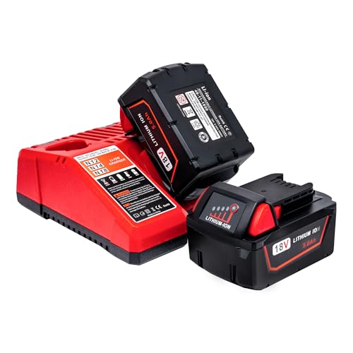 Paquete-de-2-baterías-de-repuesto-para-Milwaukee-M18-(5.0-Ah)-y-cargador-combinado.-Compatible-con-herramientas-eléctricas-inalámbricas-Milwaukee-M18-(batería-de-litio-de-18-V,-48-11-1850,-48-11-1840-y-48-11-1860).