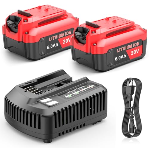 Stairlie---Paquete-de-2-baterías-de-repuesto-CMCB205-de-20-V,-6000-mAh,-120-Wh+,-cargador-rápido-CMCB-104-de-20-V-para-herramientas-Craftsman-Series,-compatible-con-las-herramientas-Craftsman-CMCB204,-CMCB206,-CMCB202-y-CMCB201.