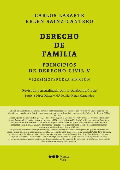 Libro: Principios de Derecho Civil. Tomo V. Derecho de familia. 23.ª ed. (Manuales universitarios)