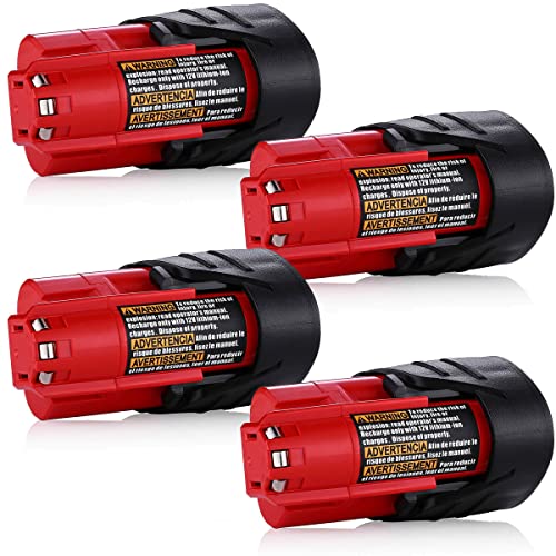 Batería-de-iones-de-litio-de-12-V-y-3,5-Ah-de-repuesto-para-Milwaukee-M-12-(paquete-de-4)-compatible-con-Milwaukee-12-V-48-11-2411,-48-11-2420,-48-59-1812,-2510-20-y-48-59-2401