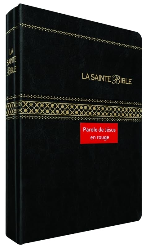 Libro: La Sainte Bible Segond 1910 - Noire, similicuir, souple, onglets, Paroles de Jésus en rouge