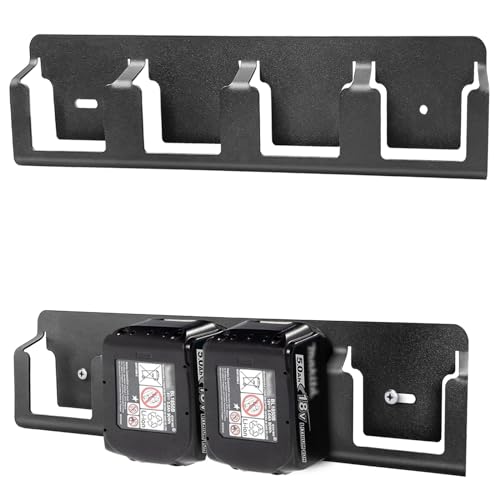 Soporte-de-pared-de-metal-YAMTO-compatible-con-baterías-de-iones-de-litio-de-18-V-de-Makita-y-Bosch.-Organizador-de-baterías-para-herramientas,-fácil-organización-y-seguro-con-4-ranuras-para-un-espacio-de-trabajo-ordenado.