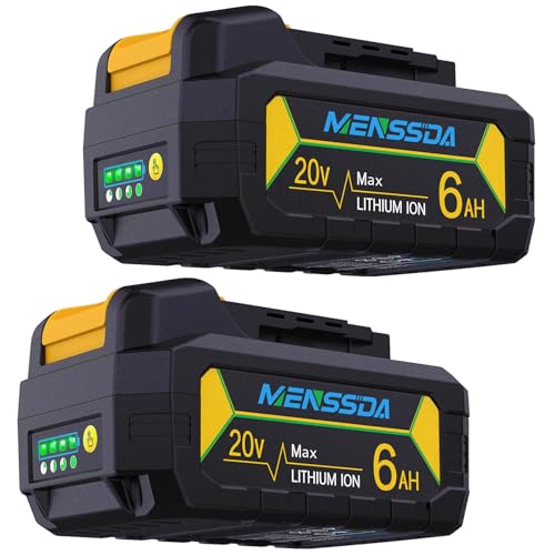 MENSSDA---Paquete-de-2-baterías-de-repuesto-de-6-Ah-con-capacidad-100-%-real-para-Dewalt-20-V-Max.-Compatible-con-baterías-Dewalt-de-20-voltios,-DCB207,-DCB204,-DCB201-y-DCB200,-herramientas-eléctricas-de-la-serie,-celdas-de-alta-potencia.