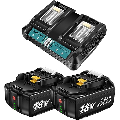 Batería-y-cargador-VOLT1799-de-18-V-para-Makita-BL1850B-y-arrancador-de-cargador-óptimo-rápido.-Capacidad-de-salida-de-la-batería:-5,0-Ah.