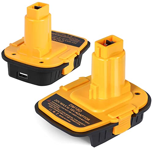 Adaptador-de-batería-YNDZ-de-2-piezas-para-Dewalt-de-20-V-a-18-V-con-USB.-Reemplaza-el-DCA1820-para-DeWalt-de-20-V-y-la-batería-de-litio-Milwaukee-M18-para-herramientas-DeWalt-de-18-V-NiCad-y-NiMH.