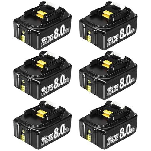 Batería-de-repuesto-Dxotovs-6X-de-18-V,-8,0-Ah/8000-mAh,-compatible-con-baterías-Makita-de-18-V-BL1860,-BL1820,-1830B-y-1840B-(6X)