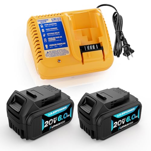LILEIPOWER---Paquete-de-2-baterías-de-repuesto-de-20-V-máx.-6-Ah-para-Dewalt-y-cargador-DCB118-compatible-con-Flexvolt-20-V/60-V-(DCB206,-DCD/DCF/DCG/DCS)-para-herramientas-eléctricas-inalámbricas.