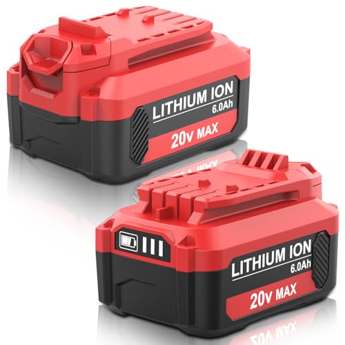 Batería-Fhybat-CMCB206-de-iones-de-litio-de-6000-mAh-y-20-voltios-(2-unidades),-repuesto-para-Craftsman-V20,-compatible-con-Craftsman-20-V-(CMCB201,-CMCB202,-CMCB204,-CMCB205,-CMCB206,-CMCB209,-color-rojo)