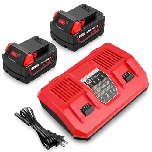 Cukect---Paquete-de-2-baterías-de-repuesto-Mk18-de-6,0-Ah-y-18-V,-compatibles-con-Milwaukee-Mk18-48-11-1850,-48-11-1828,-48-11-1860,-48-11-1890-y-48-59-1812-con-cargador-dual-de-3-A-(48-59-1806-y-48-59-1808)