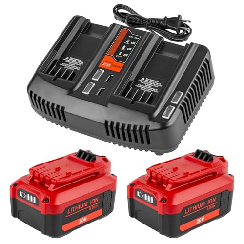 DONGPUCUN---Kit-de-2-baterías-y-cargador-de-20-V-y-6-Ah-para-Craftsman-V-20,-batería-de-litio-CMCB202,-CMCB204,-CMCB206,-CMCB205-con-puerto-doble-CMCB104,-cargador-para-Craftsman-de-20-V