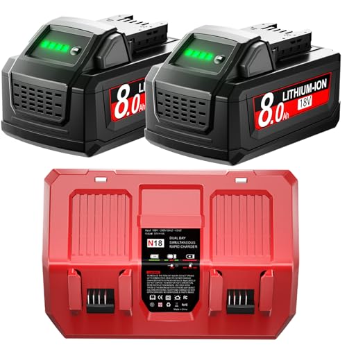 Batería-de-repuesto-de-8.0-Ah-para-Milwaukee-M18-y-cargador-doble-de-litio-de-18-V-compatible-con-herramientas-inalámbricas-48-11-1815,-48-11-1820,-48-11-1840,-48-11-1850-y-48-11-1860-(paquete-de-2)