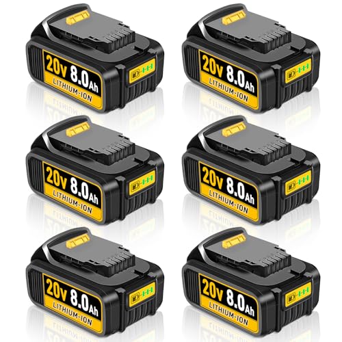 Paquete-de-6-baterías-de-litio-de-8000-mAh-y-20-V-de-repuesto-para-Dewalt-(20-V),-compatible-con-herramientas-eléctricas-inalámbricas-Dewalt-DCB206,-DCB204,-DCB200-y-DCB180.