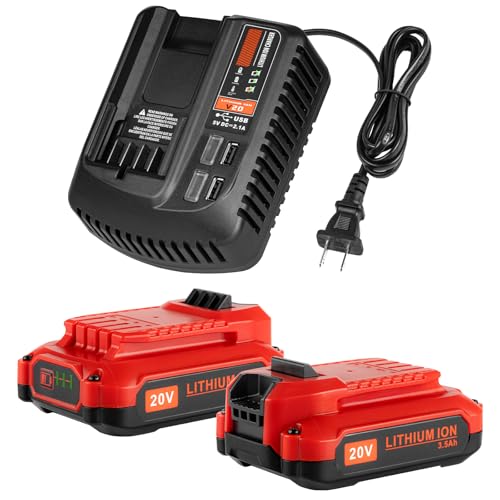 Juego-de-2-baterías-y-cargador-de-20-V-y-3,5-Ah-para-baterías-de-litio-Craftsman-de-20-V-CMCB202-CMCB204-CMCB206-CMCB201-CMCB100-CMCB104.-Reemplazo-para-el-kit-de-batería-y-cargador-Craftsman-V-20.