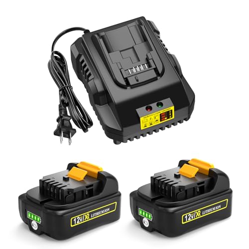 Batería-Lenoya-de-12-V-(3000-mAh),-repuesto-para-Dewalt-(12-V,-2-unidades)-con-cargador-DCB112-de-12-V/20-V-(negro)