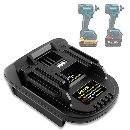 Adaptador-de-batería-DM18M-compatible-con-baterías-de-litio-Dewalt-de-18-V-a-20-V-y-Milwaukee-M18-de-18-V.-Compatible-con-herramientas-eléctricas-inalámbricas-Makita-de-18-V-y-con-puerto-de-salida-USB.