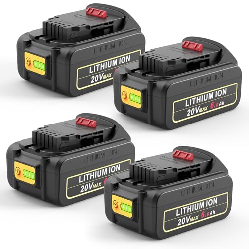 Batería-Futurebatt-de-6,0-Ah-y-20-V-máx.-para-herramientas-DEWALT-de-20-voltios,-DCB206,-DCB205,-DCB204,-DCB203,-DCB201,-DCB200,-DCB181,-DCB180,-DCD,-DCF,-DCG-y-DCS-(paquete-de-4)