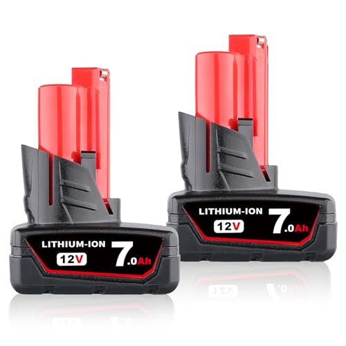Batería-de-repuesto-GROWFEAT-M-12-de-7.0-Ah-para-Milwaukee-M-12,-compatible-con-baterías-Milwaukee-de-12-voltios-para-herramientas-eléctricas-inalámbricas-48-11-2460,-48-11-2411-y-48-11-2420-(paquete-de-2)