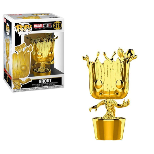 Funko Pop Marvel: Marvel Studios 10 - Groot (Dorado Chrome) Collectible Figura, Multicolor