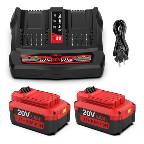 BECDXPal---Paquete-de-2-baterías-de-6,5-Ah-de-repuesto-para-Craftsman-de-20-V-y-cargador-compatible-con-Craftsman-V20,-CMCB202,-CMCB204-y-CMCB104,-cargador-de-doble-puerto-de-20-V