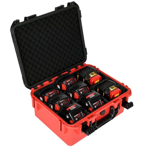 Estuche-de-almacenamiento-de-batería-para-Milwaukee-M18:-Estuche-rígido-impermeable-con-9-divisores-para-baterías-Milwaukee-M18/M12-de-18-V/12-V-y-cargador-de-1,5/2,0/3,0/4,0/5,0/6,0/6,5/8,0/9,0-Ah-(solo-estuche)