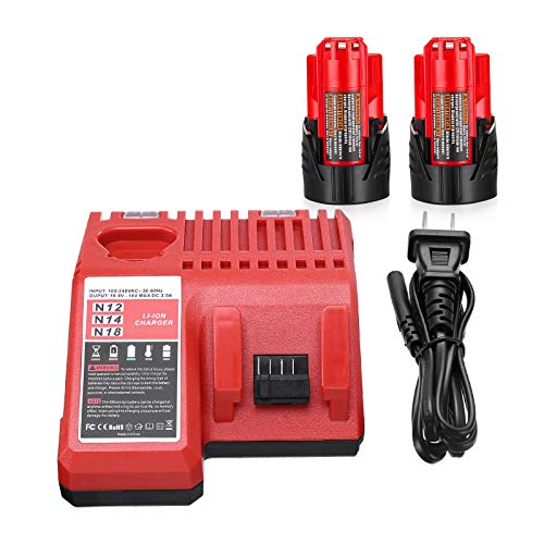 Paquete-de-2-baterías-de-litio-de-repuesto-Powerextra-M-12-de-3,0-Ah-y-12-V,-y-kit-de-cargador-de-batería-M-18-+-M-12,-compatible-con-baterías-Milwaukee-M-12-y-M-18.