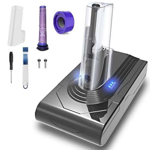 Batería-de-repuesto-V8-mejorada-de-5000-mAh,-compatible-con-aspiradoras-V8-Animal,-V8-Absolute,-V8-Motorhead,-V8-SV10-de-fibra-de-carbono-con-1-prefiltro,-1-filtro-HEPA-posterior-y-1-cepillo.