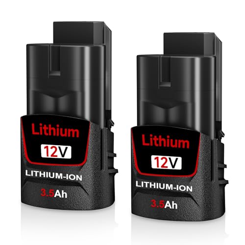 PREZOYE---Paquete-de-2-baterías-de-repuesto-de-12-V-y-3,5-Ah-para-herramientas-eléctricas-inalámbricas-Milwaukee,-compatibles-con-la-batería-de-litio-M-12-48-11-2460,-48-11-2412,-48-11-2401-y-48-11-2440