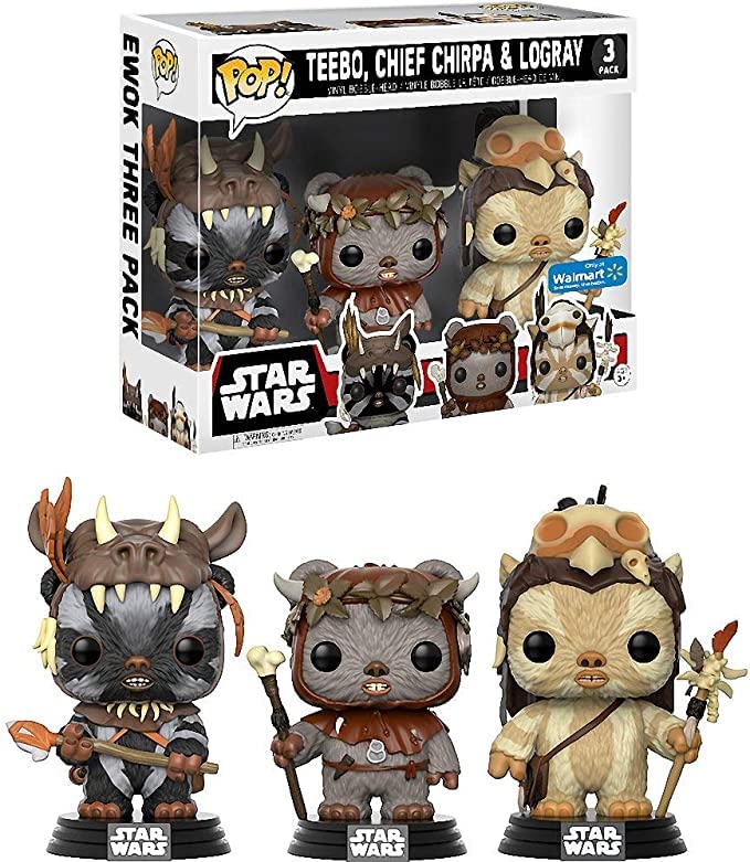Funko Pop: Funk o Pop! Star Wars Ewoks - Teebo, Chief Chirpa, Logray Figura de Vinilo Pack