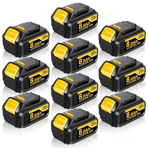 10-baterías-de-8000-mAh-y-20-V-de-repuesto-para-Dewalt-20-V-Max,-compatibles-con-baterías-Dewalt-20-V-DCB200,-DCB203,-DCB204-y-DCB206,-herramientas-eléctricas-inalámbricas-con-indicador-LED-(8000-mAh,-10-unidades)
