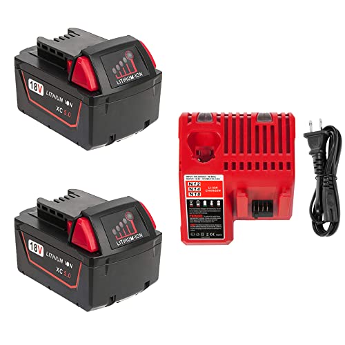 Batería-de-litio-Volt1799-de-5,0-Ah-y-18-V-con-cargador-para-herramientas-eléctricas-inalámbricas-Milwaukee-M18-(48-11-1820),-2-paquetes,-capacidad-de-salida:-5,0-Ah