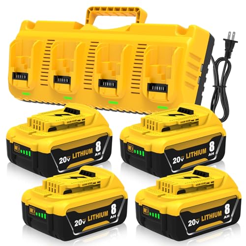 Paquete-de-4-baterías-de-iones-de-litio-DCB208-de-8,0-Ah-y-20-voltios-y-estación-de-carga-DCB104-compatible-con-baterías-Dewalt-de-20-V-máx.,-DCB207,-DCB206,-DCB204,-DCB203,-DCB200-y-DCB201-(amarillas).