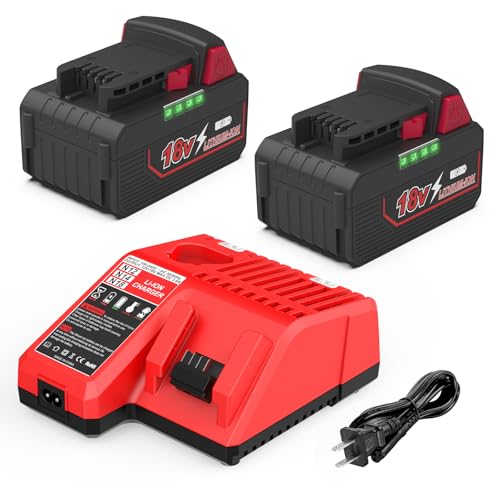Paquete-de-2-baterías-Powilling-de-18-V-y-6,5-Ah-para-Milwaukee-M18-(48-11-1850)-+-cargador-48-59-1812-M12-y-M18.