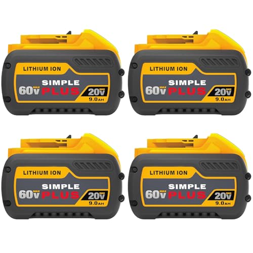 Paquete-de-4-baterías-Simple-Plus+-de-repuesto-para-DeWalt-20-V-60-V-MAX-9-Ah,-compatibles-con-herramientas-eléctricas-DeWalt-20-V/60-V.-Reemplazo-para-batería-DeWalt-20-V/60-V-DCB612,-compatible-con-cargadores-DeWalt-20-60-V.