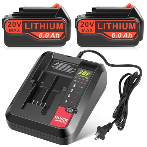 Batería-de-litio-de-repuesto-de-20-V-para-Black-and-Decker,-6,0-Ah,-paquete-de-2-con-1-cargador,-compatible-con-LBXR20,-LBXR20B,-LBXR20-OPE,-LBXR2020,-LBXR20,-LB20,-LBX20,-LB2X4020,-herramienta-eléctrica-inalámbrica.