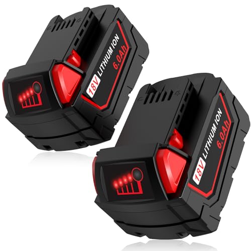 Cukect---Paquete-de-2-baterías-de-repuesto-para-Milwaukee-Mk18-(6,0-Ah)---Compatible-con-todas-las-baterías-Mk18-(48-11-1850,-48-11-1840,-48-11-1890-y-48-11-1815)---Herramientas-inalámbricas-Mk18-(iones-de-litio)