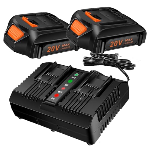 Kit-de-inicio-de-2-baterías-de-repuesto-de-20-V-y-cargador,-Cell9102,-batería-de-litio-de-3,0-Ah,-compatible-con-herramientas-eléctricas-inalámbricas-Worx-de-20-voltios.