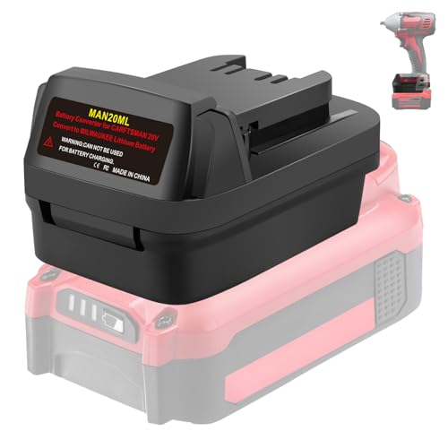 Adaptador-de-batería-Laimiao-para-herramientas-inalámbricas-Milwaukee-de-18-V,-adaptador-MAN20ML-para-Craftsman-V20-(no-para-el-modelo-anterior-de-20-V).-Convierte-a-baterías-de-litio-Milwaukee-de-18-V-(solo-adaptador).
