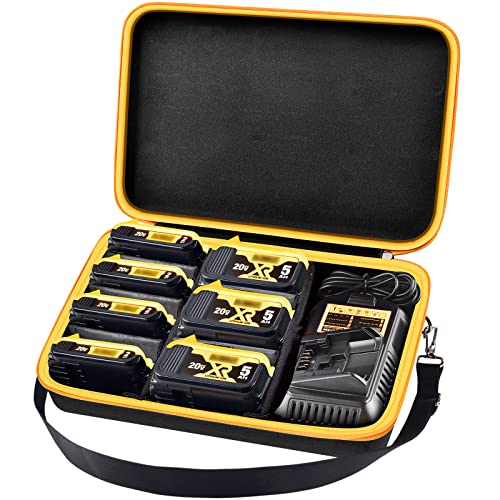 Estuche-extragrande-para-baterías-DEWALT-20-V/60-V-MAX-XR-y-cargador.-Caja-de-transporte-para-baterías-de-20-V/60-V-(2,0/3,0/4,0/5,0/6,0/9,0-Ah)-y-adaptador-(interior-negro).