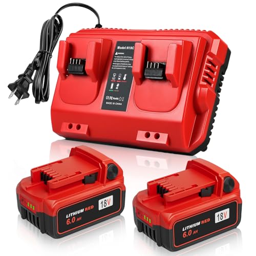 Baterías-de-repuesto-mejoradas-de-18-V-y-6-Ah-para-Milwaukee-M-18-(paquete-de-2-y-cargador-de-2-puertos)