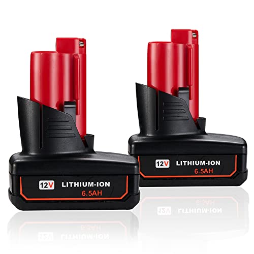 KUNLUN---Paquete-de-2-baterías-de-litio-de-6,5-Ah-y-12-V,-compatibles-con-Milwaukee-48-11-2412,-48-11-2460,-48-11-2411,-48-11-2420-y-48-11-2440-(12-V)