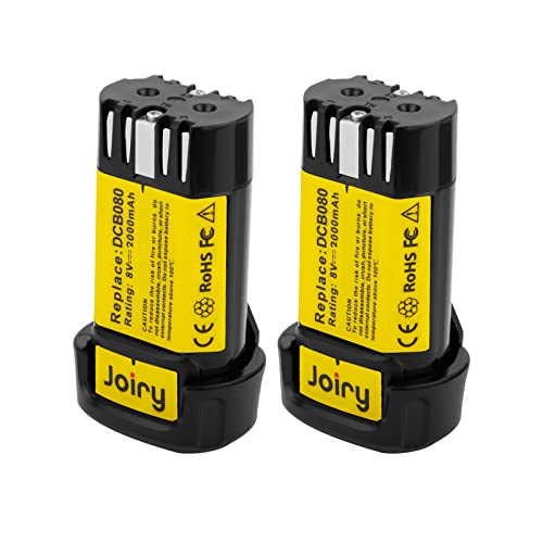 Batería-de-iones-de-litio-de-repuesto-Joiry-de-8-V-y-2000-mAh,-compatible-con-herramientas-eléctricas-inalámbricas-DEWALT-DCB080,-DW4390,-DCF680N1,-DCF680N2-y-DCF680G2-(paquete-de-2)