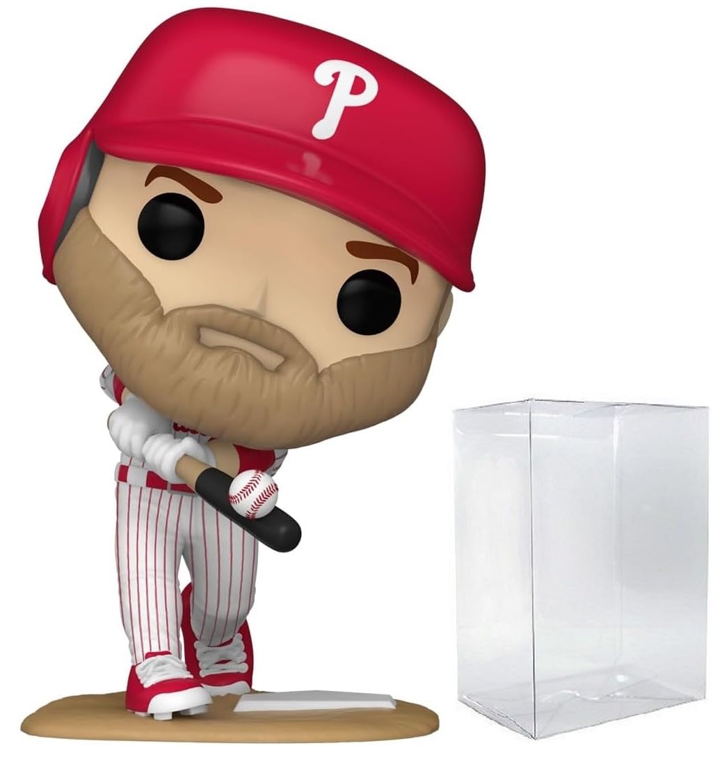 Funko Pop: POP MLB: Bryce Harper Funko Figura de Vinilo (Bundled with Compatible Box Protector Case), Multicolor, 3.75 Pulgadas