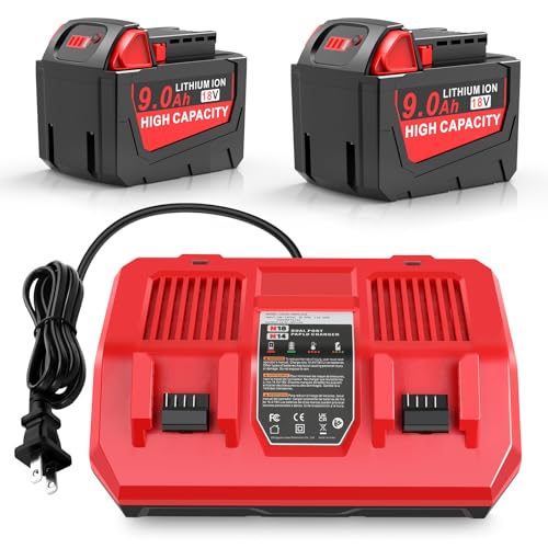 Paquete-de-2-baterías-de-repuesto-WK1890-de-18-V-y-9-Ah.-Cargador-de-batería-N18-N14-de-18-V-compatible-con-Milwaukee-Mk-18-48-11-1850,-48-11-1852,-48-11-1862,-48-11-1880,-48-11-1812-y-48-11-1820.