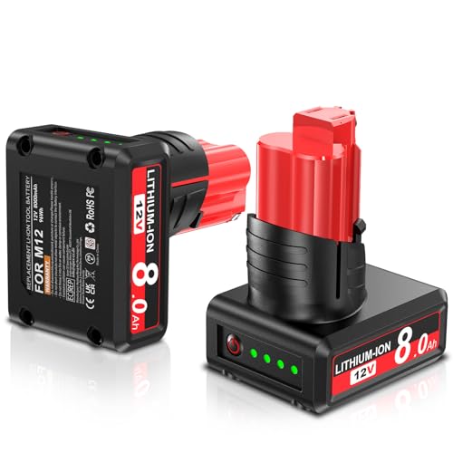 JUNWOOD-8.0-Ah-(capacidad-real:-3.8-Ah)-Reemplazo-de-batería-de-litio-de-12-V-para-Milwaukee-M12-48-11-2411-48-11-2420-48-11-2401-48-11-2402-48-11-2401-Herramientas-inalámbricas-(paquete-de-2)