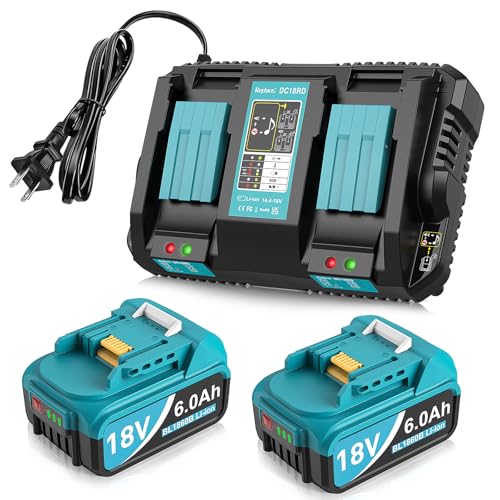 Paquete-de-2-baterías-de-repuesto-Makita-de-6,0-Ah-y-18-V-con-cargador-de-2-puertos