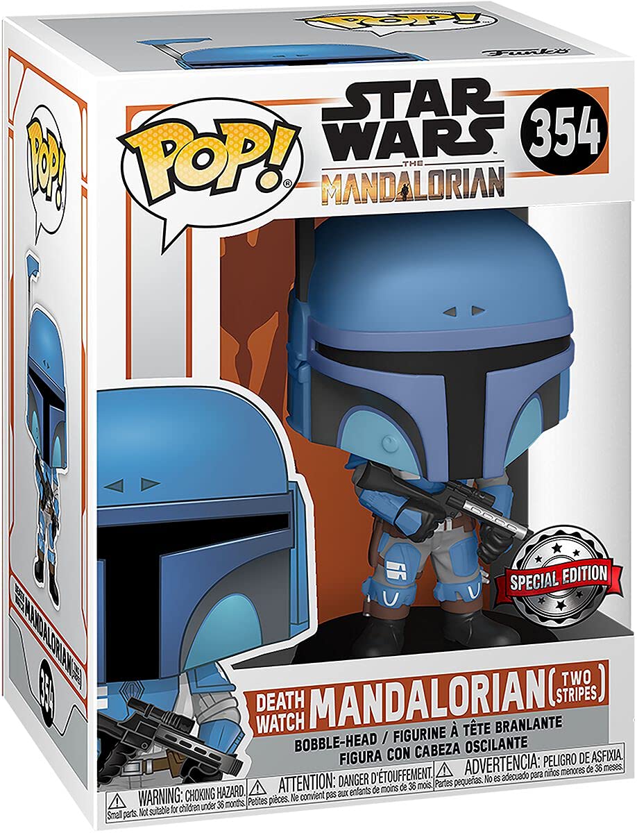 Funko, Multicolor,FK46091 Star Wars El Mandaloriano POP! TV Figura de Vinilo Death Watch Mandalorian (Two Stripes)