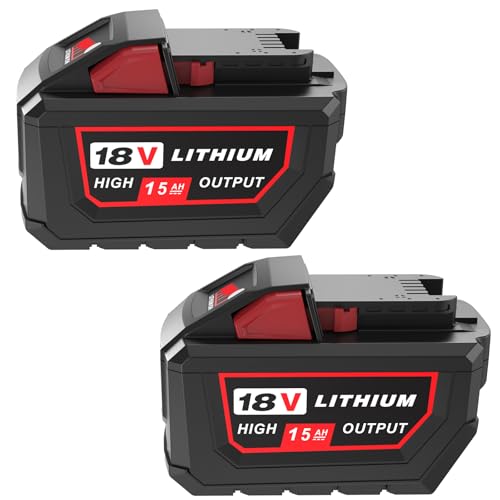 Paquete-de-2-baterías-de-repuesto-mejoradas-de-18-V-y-15-Ah-para-Milwaukee-M-18,-compatibles-con-las-baterías-Milwaukee-de-18-V-48-11-1850,-48-11-1840,-48-11-1815,-48-11-1820-y-48-11-1828.-Herramienta-eléctrica-inalámbrica-de-18-voltios-y-cargadores.